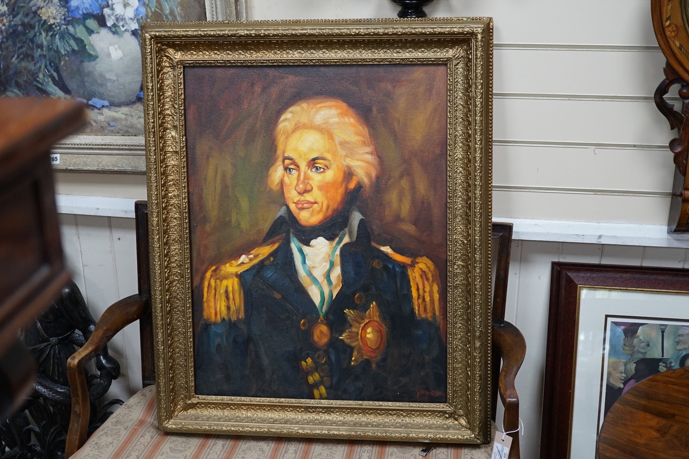 Nance, oil on board, Portrait of Admiral Lord Nelson, signed, 59 x 53cm